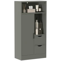 HOMCOM Mobilier pentru baie, corp de depozitare îngust cu 2 sertare, compartimente deschise, 50x25x100cm, verde deschis(m-8)