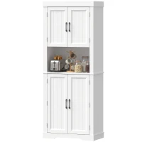 HOMCOM Vorratsschrank mit Mikrowellenfach 183 cm Weiß(m-7)