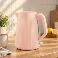 HOMCOM Fierbător electric, 1,7L, funcție fierbere rapidă, 2200W, cu filtru detașabil anti-calcar, oprire automată, Roz(m-6)