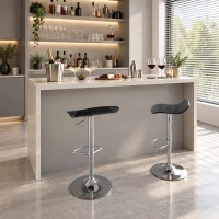 HOMCOM Set de 2 scaune de bar design contemporan pivotante 360° înălțime reglabilă cu suport pentru picioare 39x39x67-87cm negru(m-5)