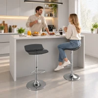 HOMCOM Set de 2 scaune de bar design contemporan pivotante 360° înălțime reglabilă cu suport pentru picioare 39x39x67-87cm negru(m-7)