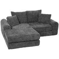 HOMCOM Canapea extensibilă modulară colțar, transformabilă, design soft fără muchii dure, șezut adânc 76 cm, spumă de înaltă densitate, gri închis(m-8)