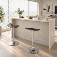 HOMCOM Set de 2 scaune de bar design contemporan pivotante 360° înălțime reglabilă cu suport pentru picioare 39x39x67-87cm negru(m-4)