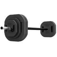 SPORTNOW Hantel-Set 30 kg, Einstellbare quadratische Scheiben mit Griffen, rutschfeste Stahlstange 3 Teile, Schwarz(m-1)