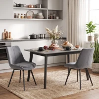 HOMCOM 2er-Set Esszimmerstühle aus Samt für Küche, Dunkelgrau(m-2)