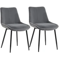 HOMCOM Lot de 2 chaises de salle à manger en velours pour cuisine, Gris foncé(m-7)