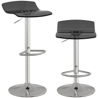 HOMCOM Set de 2 scaune de bar design contemporan pivotante 360° înălțime reglabilă cu suport pentru picioare 39x39x67-87cm negru(m-8)