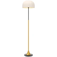 HOMCOM Lampadar de podea living 40W cu abajur în formă de cupolă, comutator la picior, 158 cm, auriu și alb(m-8)