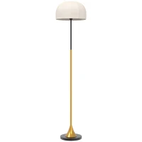 HOMCOM Lampadar de podea living 40W cu abajur în formă de cupolă, comutator la picior, 158 cm, auriu și alb(m-1)