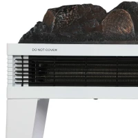 HOMCOM Chimenea Eléctrica 1000/2000W Calentador de Chimenea con Llama LED Ajustable hasta 15-20 m² 40,5x20x62 cm Blanco(m-9)