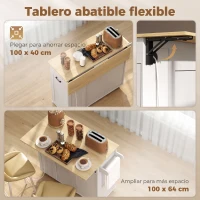 HOMCOM Isla de Cocina con Ruedas, Encimera Extensible Estación de Carga Compartimento para Cubo Estantes en las Puertas Blanco(m-4)