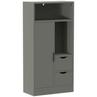HOMCOM Mobilier pentru baie, corp de depozitare îngust cu 2 sertare, compartimente deschise, 50x25x100cm, verde deschis(m-1)