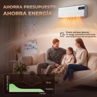 HOMCOM Calefactor Eléctrico Cerámico de Pared 2000W con WiFi App 3 Modos Pantalla LED Temporizador Mando a Distancia Blanco(m-8)