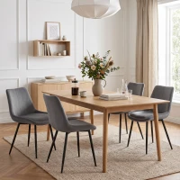 HOMCOM Lot de 2 chaises de salle à manger en velours pour cuisine, Gris foncé(m-4)