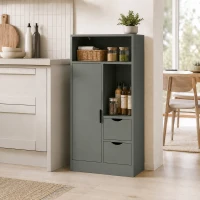 HOMCOM Mobilier pentru baie, corp de depozitare îngust cu 2 sertare, compartimente deschise, 50x25x100cm, verde deschis(m-4)