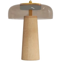 HOMCOM Lampă de masă vintage LED pentru dormitor, lampă de noptieră cu abajur din sticlă, chihlimbar(m-1)