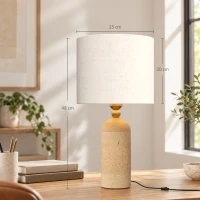 HOMCOM Lampe de table vintage E27, lampe de chevet avec abat-jour et câble, 48 cm, beige(m-3)