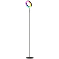 HOMCOM Lampă de podea 42W LED dimabilă 3 temperaturi de culoare reflector pentru tavan cap inelar reglabil negru(m-7)