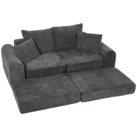 HOMCOM Canapé d'angle modulaire convertible, transformable, design doux sans arêtes dures, profondeur d'assise 76 cm, mousse haute densité, gris foncé(m-1)