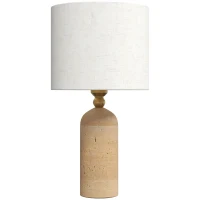 HOMCOM Lampe de table vintage E27, lampe de chevet avec abat-jour et câble, 48 cm, beige(m-1)