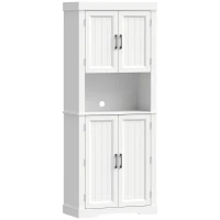 HOMCOM Vorratsschrank mit Mikrowellenfach 183 cm Weiß(m-1)