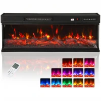 HOMCOM Cheminée électrique sur pied/encastrable 3 côtés avec télécommande, 750/1500 W, Effet flammes 3D 12 couleurs, 5 luminosités(m-7)