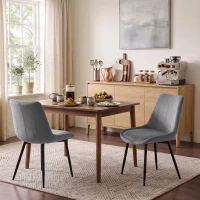 HOMCOM Lot de 2 chaises de salle à manger en velours pour cuisine, Gris foncé(m-6)