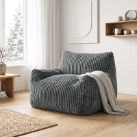 HOMCOM Fotoliu de podea pentru adulți, lounge Cloud mare fără cadru, cu suport pentru spate și brațe, fără montaj, Gri(m-6)