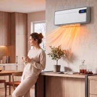 HOMCOM Calefactor Eléctrico Cerámico de Pared 2000W con WiFi App 3 Modos Pantalla LED Temporizador Mando a Distancia Blanco(m-10)