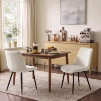 HOMCOM Ensemble 2 chaises de repas en velours pour cuisine, Blanc crème(m-6)