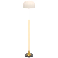 HOMCOM Lampadar de podea living 40W cu abajur în formă de cupolă, comutator la picior, 158 cm, auriu și alb(m-9)