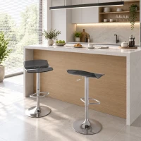 HOMCOM Set de 2 scaune de bar design contemporan pivotante 360° înălțime reglabilă cu suport pentru picioare 39x39x67-87cm negru(m-2)