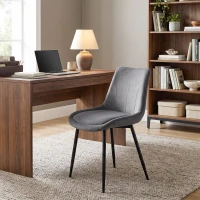 HOMCOM 2er-Set Esszimmerstühle aus Samt für Küche, Dunkelgrau(m-5)