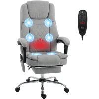HOMCOM Fotoliu birou cu masaj vibrant și încălzire, scaun ergonomic din catifea imprimată, spătar înclinabil, gri(m-9)
