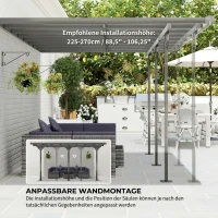 Outsunny terrasoverkapping in hoogte verstelbaar aluminium grijs 4 x 3 m(m-4)