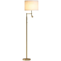 HOMCOM Modern Floor Lamp with Built-In Reading Light, Standing Lamp with Independent Switch, Copper(m-15)