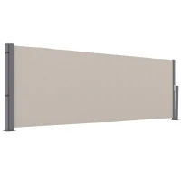 Outsunny Uittrekbare Zijdelingse Zonnescherm, Zijrol, Aluminium/Polyester, 3 x 1 m, Lichtgrijs(m-11)