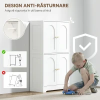 HOMCOM Comodă Bucătărie cu 2 Dulapuri, 4 Uși, 2 Rafturi Reglabile, Alb(m-7)