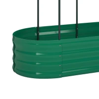 Outsunny Galvanised Raised Garden Bed with Arched Trellis, 4 x 2 x 4.6ft Metal Raised Bed for Garden with Open Bottom, Green(m-11)