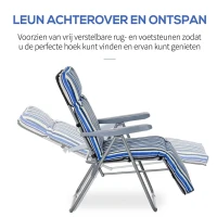 Outsunny ligstoel set met kussens opvouwbaar blauw 60 x 75 x 65-102 cm(m-6)