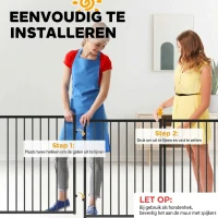 PawHut Puppyren, hondenren, puppyhek, 8 panelen met deur, opvouwbare en draagbare hondenomheining, staal, zwart(m-7)