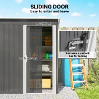 Outsunny 5 x 3ft Garden Storage Shed with Sliding Door and Sloped Roof Outdoor Equipment Tool, Light Grey(m-5)