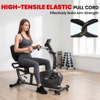 HOMCOM Recumbent Seated Exercise Bike, Recovery Rehab Exercise Bike Home Exerciser, 8-Level Magnetic Resistance Stationary Bike with Pad Holder, LCD Monitor, Wheels for Indoor Cardio Workout, Black(m-7)