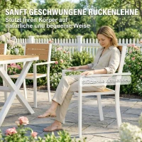 Outsunny Tuinmeubelset 7-delig met tafel en 6 stapelbare stoelen houtlook aluminium frame teak(m-8)