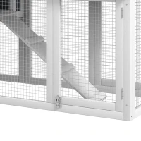 PawHut Kleindierhok met ren, vurenhout, 147 x 54 x 84 cm, Grijs(m-10)