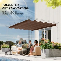 Outsunny Vervangingshoes voor 4 x 3 m pergola, oprolbaar, met waterafvoergaten, weerbestendig, polyester, Koffie(m-5)