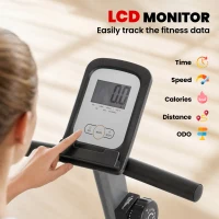 HOMCOM Exercise Bike with LCD Display, Stationary Bike with Quiet 8-Level Magnetic Resistance, Adjustable Seat and Backrest, Indoor Cycling Exercise Equipment for Home Gym Fitness Workout Training(m-4)