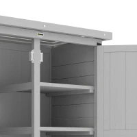 Outsunny Abri de jardin armoire de jardin 3 étagères 2 portes toit en tôle galvanisé étanche bois massif 75 x 40 x 90 cm gris(m-12)