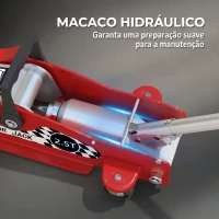 HOMCOM Macaco Hidráulico para Carro 2,5 T, Altura de Elevação 80-360 mm, Baixo Perfil, com Rodas e Pega Superior, para Automóvel e SUV(m-7)