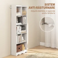 HOMCOM Bibliotecă cu 6 Rafturi și Rafturi Deschise Compartimentate, Alb(m-7)